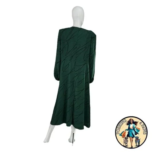 Tuckernuck NEW Pine Twombly Draped Macie Long Sleeve Formal Midi Dress Size XS